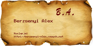 Berzsenyi Alex névjegykártya